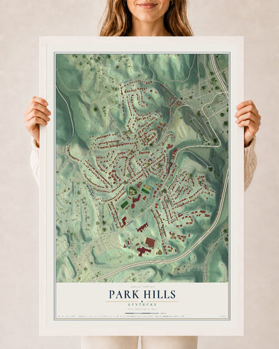 Map of Park Hills, Kentucky, 24 x 36 inch print in a white wood frame