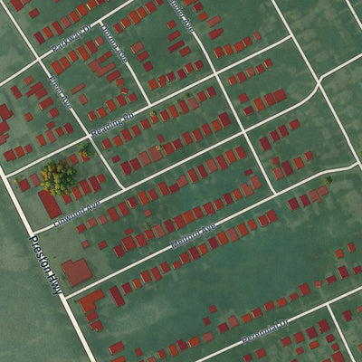 Close-up of the map of Parkway Village, Kentucky print showing street and building detail