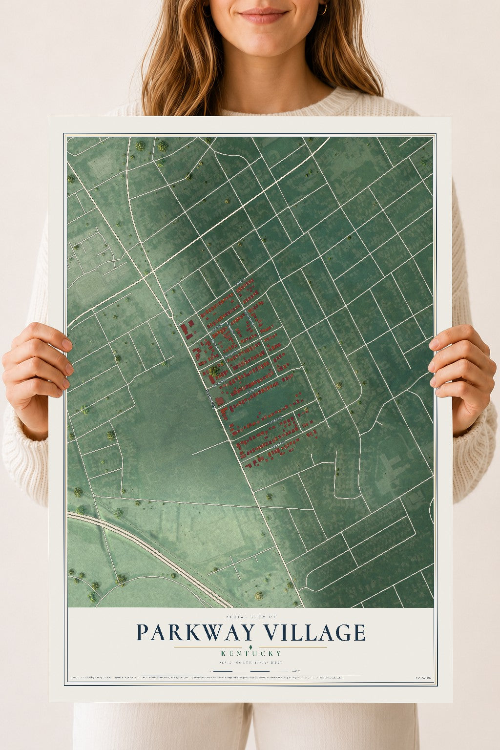 Map of Parkway Village, Kentucky, 18 x 24 inch unframed archival matte print