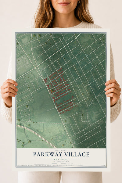 Map of Parkway Village, Kentucky, 18 x 24 inch unframed archival matte print
