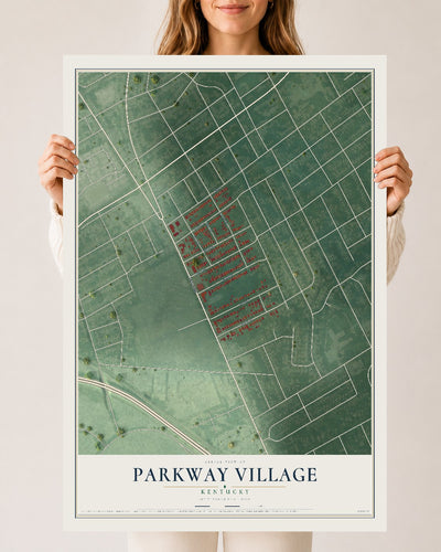 Map of Parkway Village, Kentucky, 24 x 36 inch unframed archival matte print