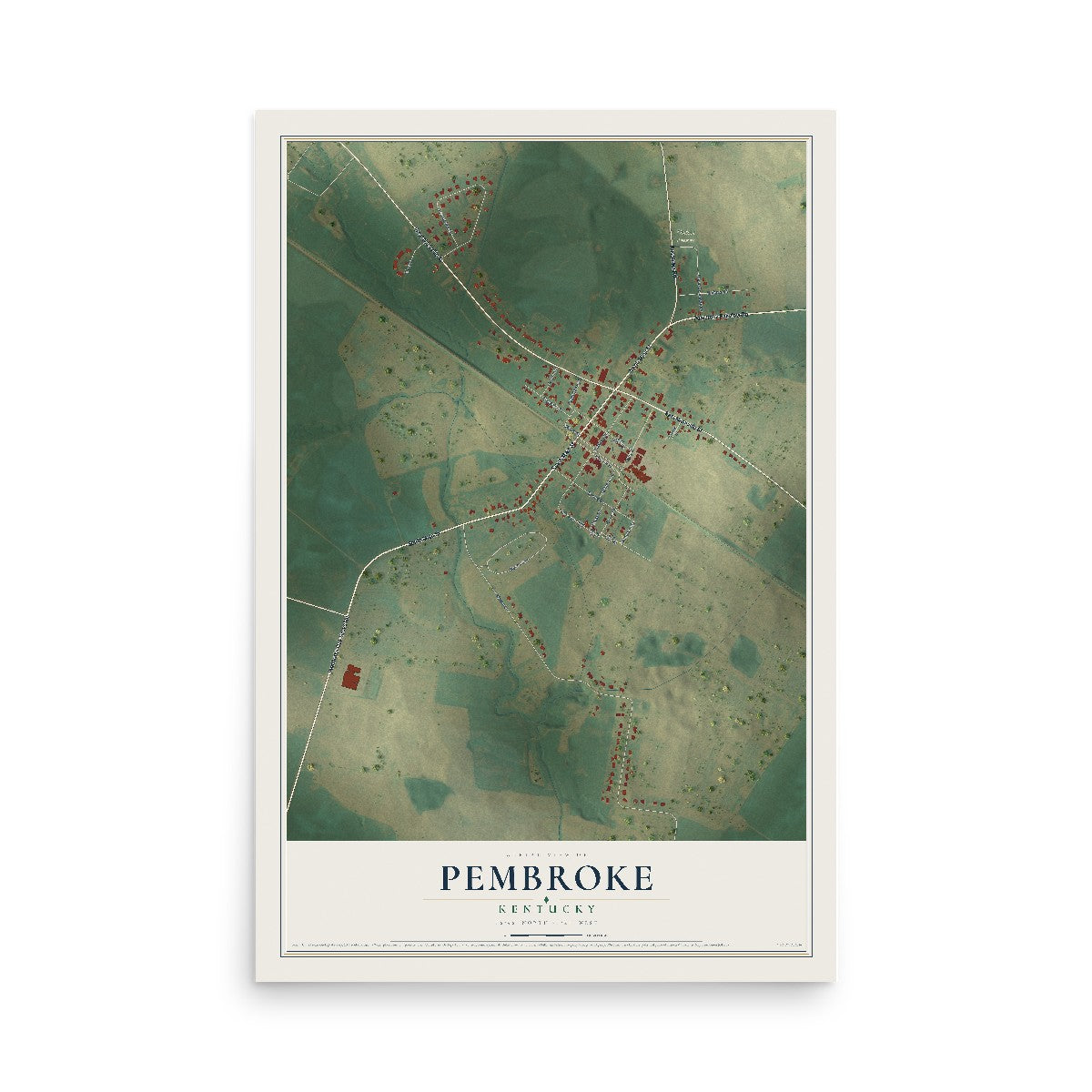 Map of Pembroke, Kentucky, 12 x 18 inch unframed archival matte print
