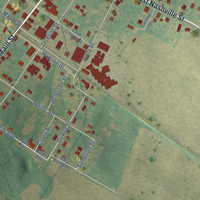Close-up of the map of Pembroke, Kentucky print showing street and building detail