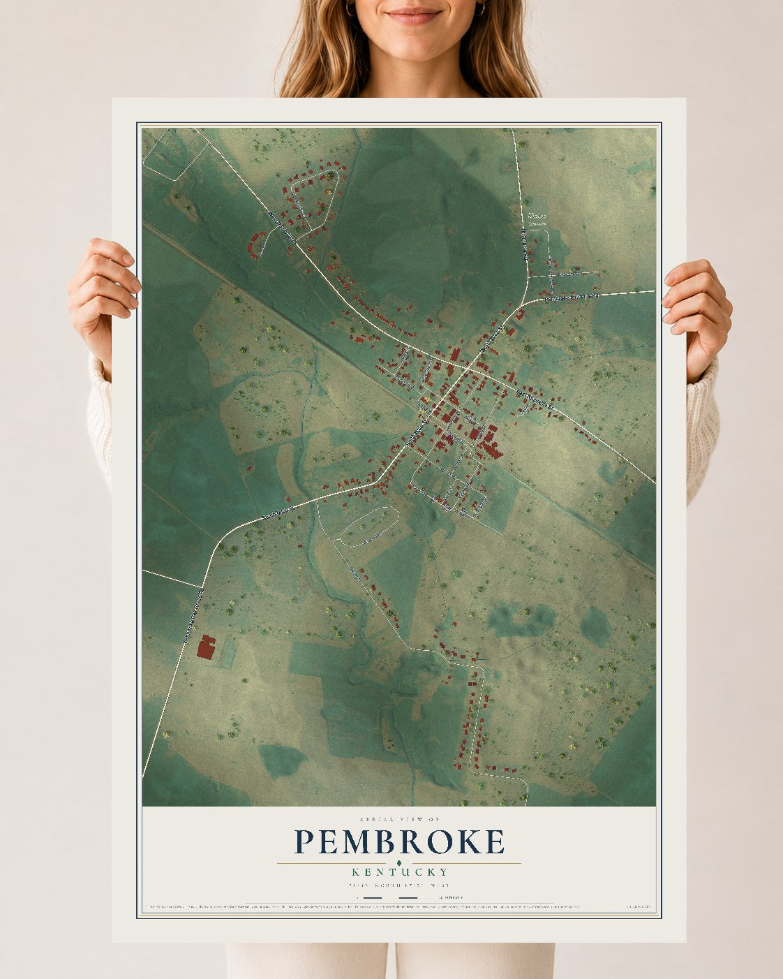 Map of Pembroke, Kentucky, 24 x 36 inch unframed archival matte print