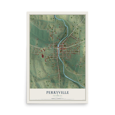 Map of Perryville, Kentucky, 12 x 18 inch unframed archival matte print