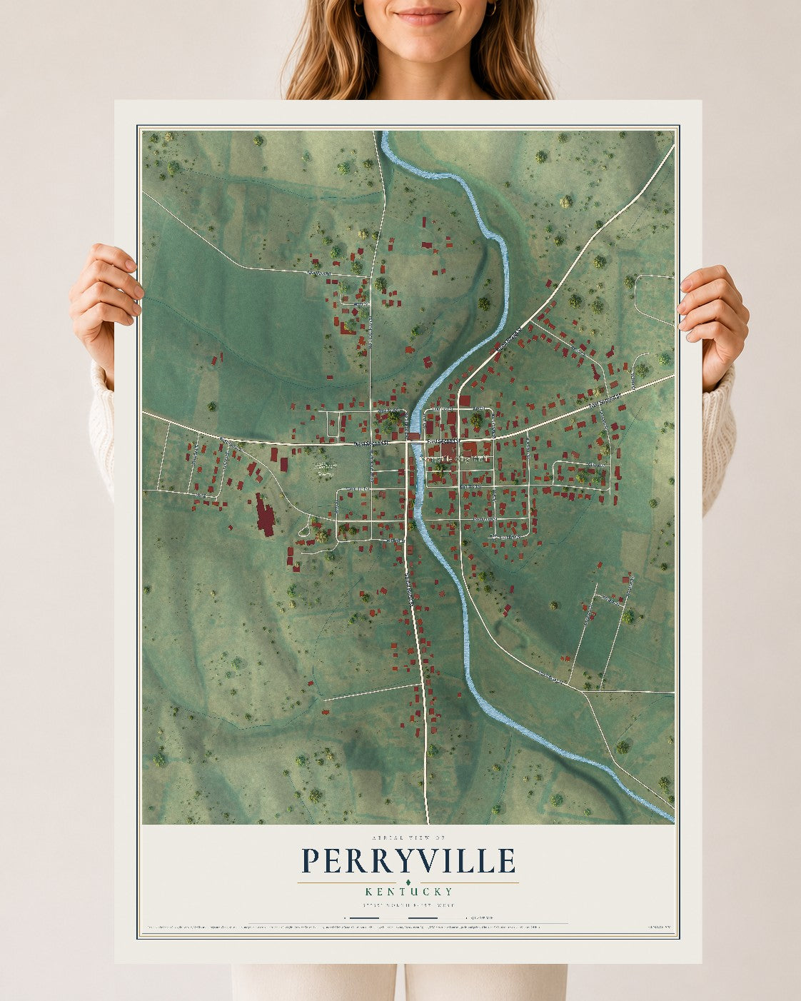 Map of Perryville, Kentucky, 24 x 36 inch unframed archival matte print