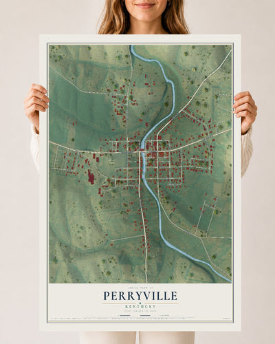 Map of Perryville, Kentucky, 24 x 36 inch unframed archival matte print