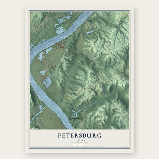 Petersburg, Kentucky map print, the full design