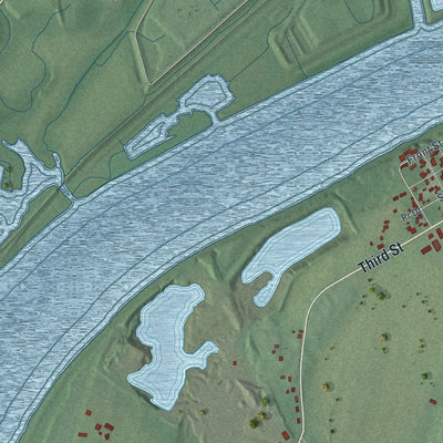 Close-up of the map of Petersburg, Kentucky print showing street and building detail