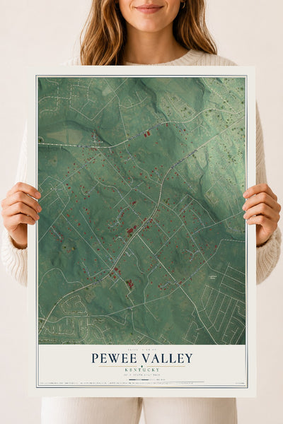 Map of Pewee Valley, Kentucky, 18 x 24 inch unframed archival matte print