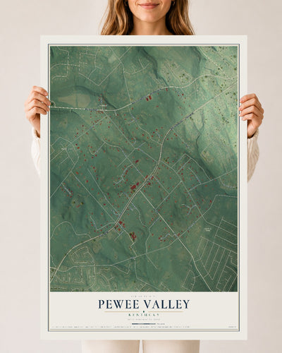 Map of Pewee Valley, Kentucky, 24 x 36 inch unframed archival matte print