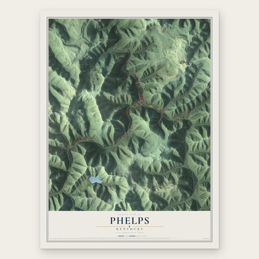 Phelps, Kentucky map print, the full design