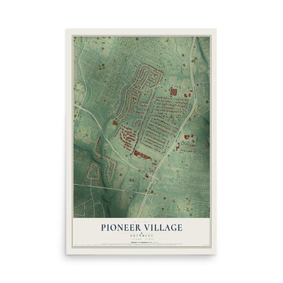 Map of Pioneer Village, Kentucky, 12 x 18 inch unframed archival matte print
