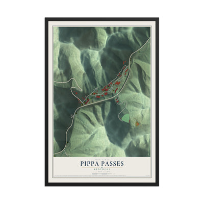 Map of Pippa Passes, Kentucky, 12 x 18 inch print in a black wood frame