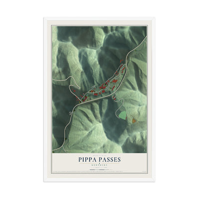 Map of Pippa Passes, Kentucky, 12 x 18 inch print in a white wood frame