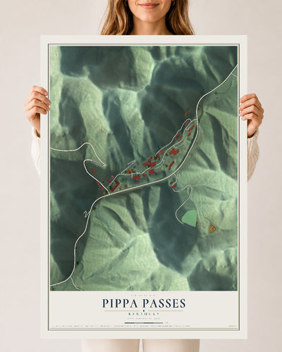 Map of Pippa Passes, Kentucky, 24 x 36 inch unframed archival matte print