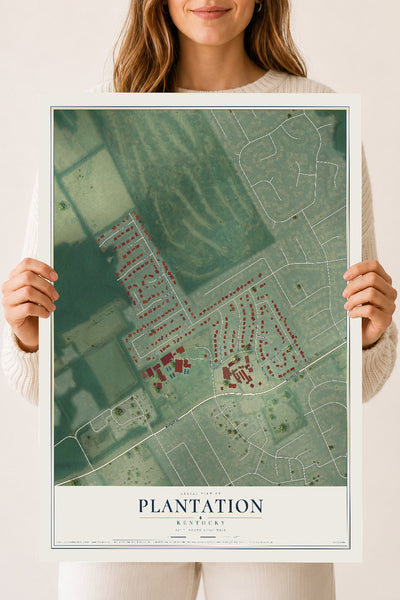 Map of Plantation, Kentucky, 18 x 24 inch unframed archival matte print