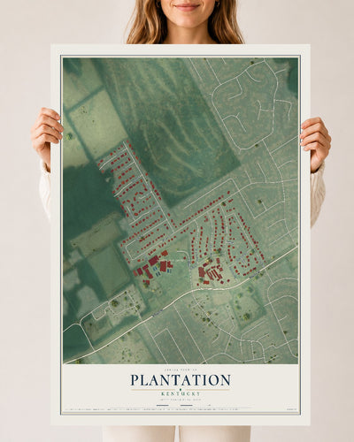 Map of Plantation, Kentucky, 24 x 36 inch unframed archival matte print