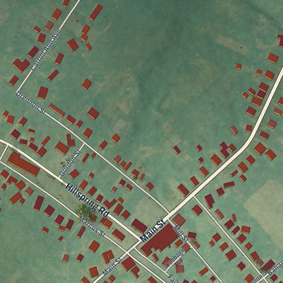 Close-up of the map of Pleasureville, Kentucky print showing street and building detail