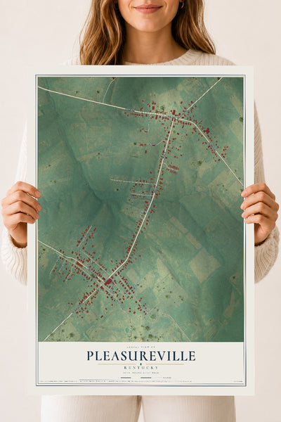 Map of Pleasureville, Kentucky, 18 x 24 inch unframed archival matte print