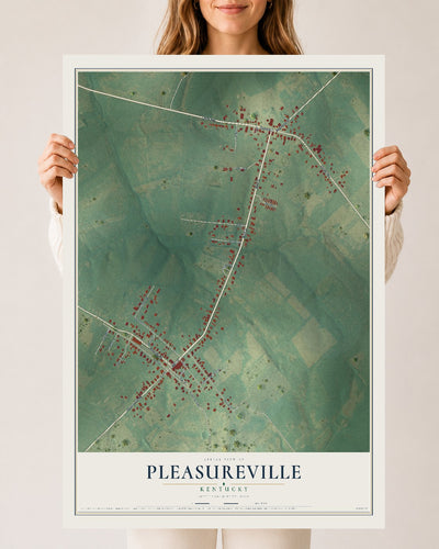 Map of Pleasureville, Kentucky, 24 x 36 inch unframed archival matte print