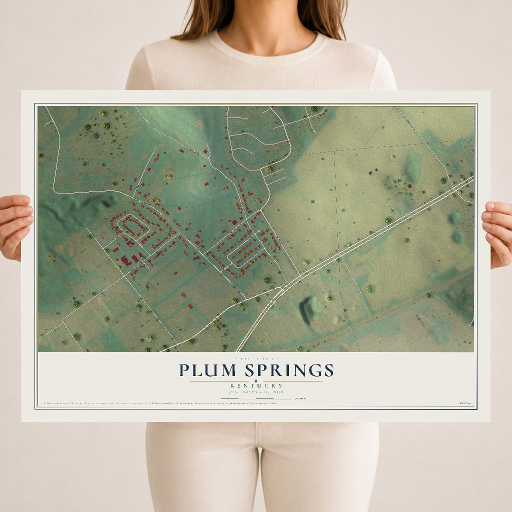 Map of Plum Springs, Kentucky, 18 x 24 inch unframed archival matte print