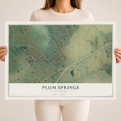 Map of Plum Springs, Kentucky, 18 x 24 inch unframed archival matte print