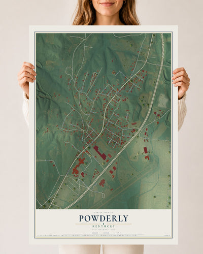 Map of Powderly, Kentucky, 24 x 36 inch unframed archival matte print
