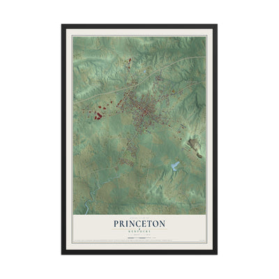 Map of Princeton, Kentucky, 12 x 18 inch print in a black wood frame