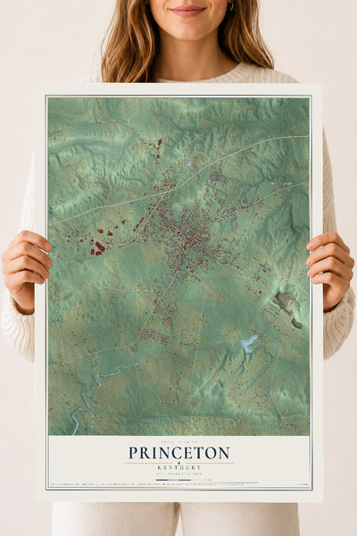 Map of Princeton, Kentucky, 18 x 24 inch unframed archival matte print