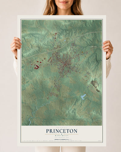 Map of Princeton, Kentucky, 24 x 36 inch unframed archival matte print