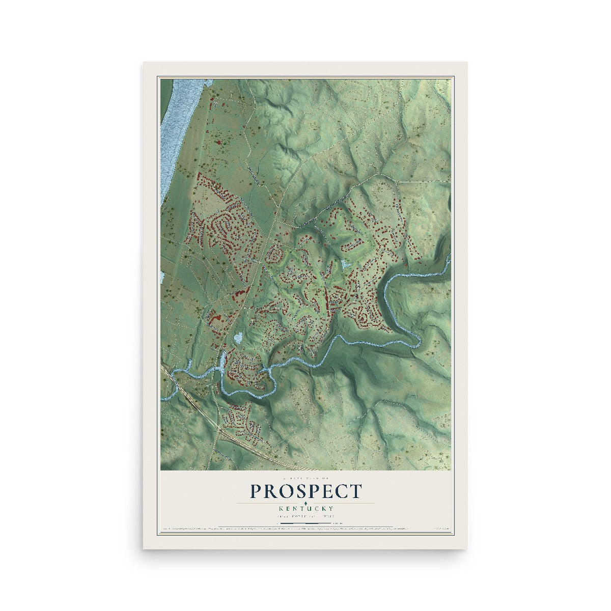 Map of Prospect, Kentucky, 12 x 18 inch unframed archival matte print