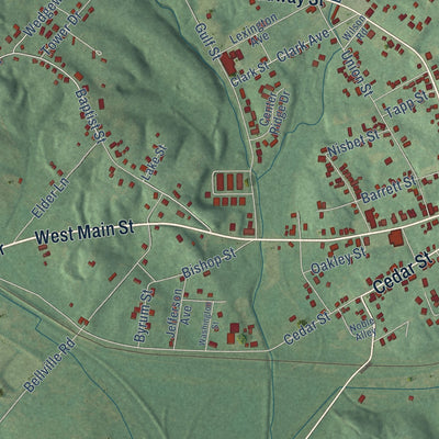 Second close-up of the map of Providence, Kentucky print showing more streets and buildings