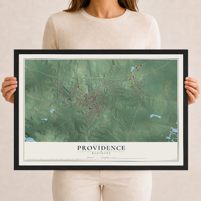 Map of Providence, Kentucky, 12 x 18 inch print in a black wood frame