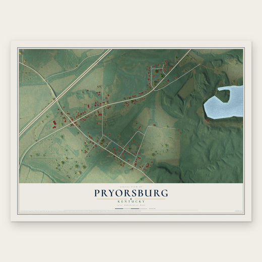 Pryorsburg, Kentucky map print, the full design