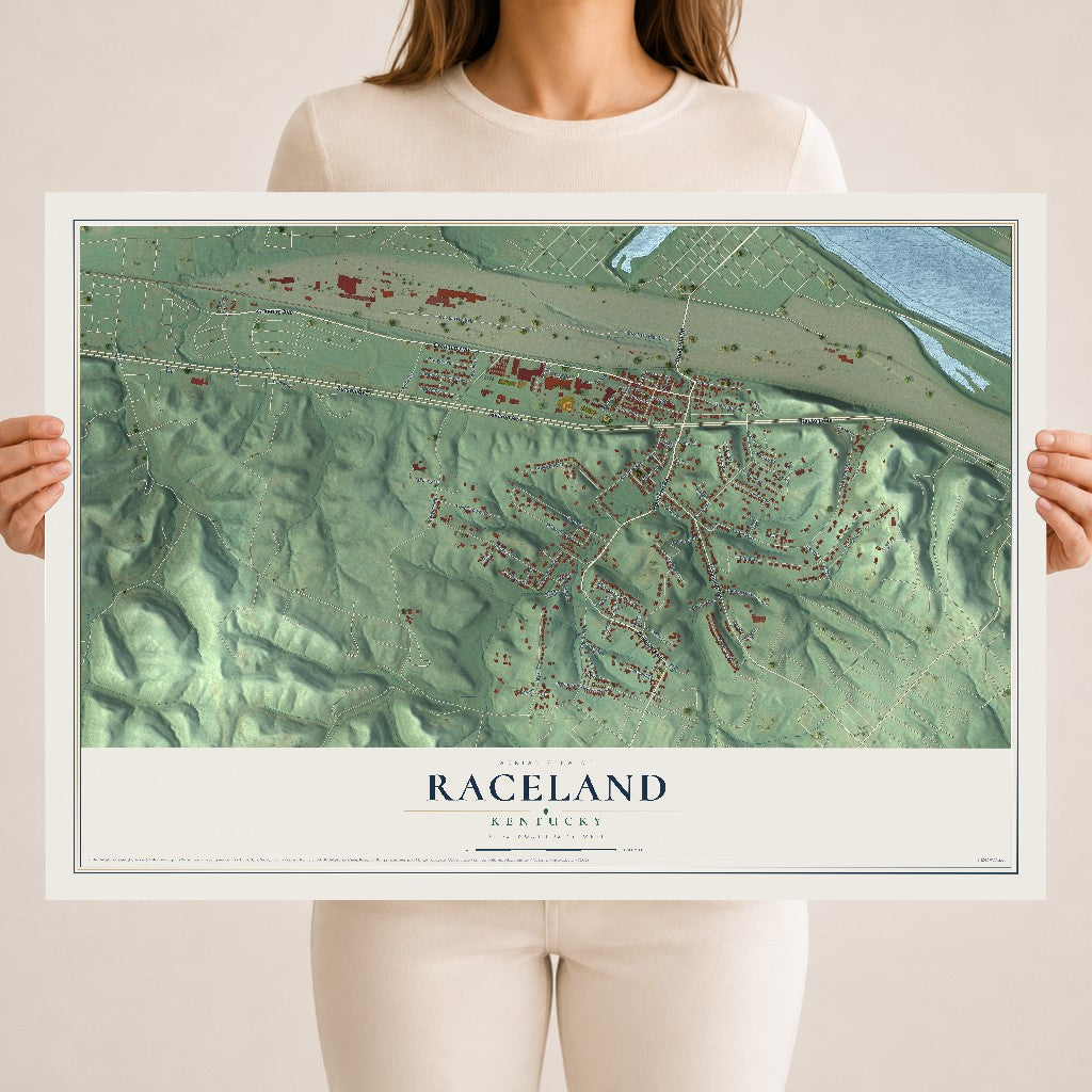 Map of Raceland, Kentucky, 18 x 24 inch unframed archival matte print