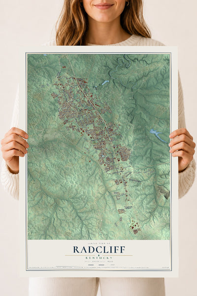 Map of Radcliff, Kentucky, 18 x 24 inch unframed archival matte print