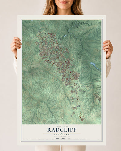 Map of Radcliff, Kentucky, 24 x 36 inch unframed archival matte print