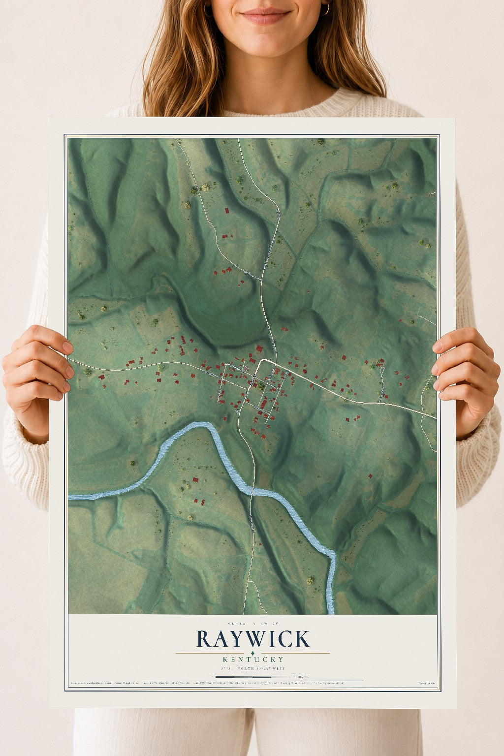 Map of Raywick, Kentucky, 18 x 24 inch unframed archival matte print