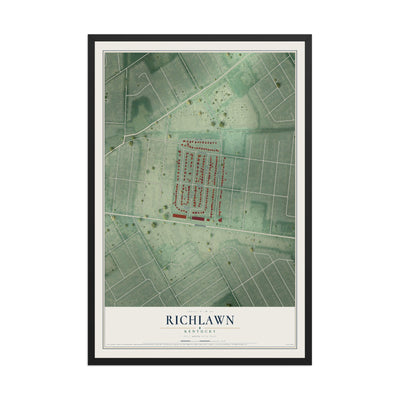 Map of Richlawn, Kentucky, 12 x 18 inch print in a black wood frame