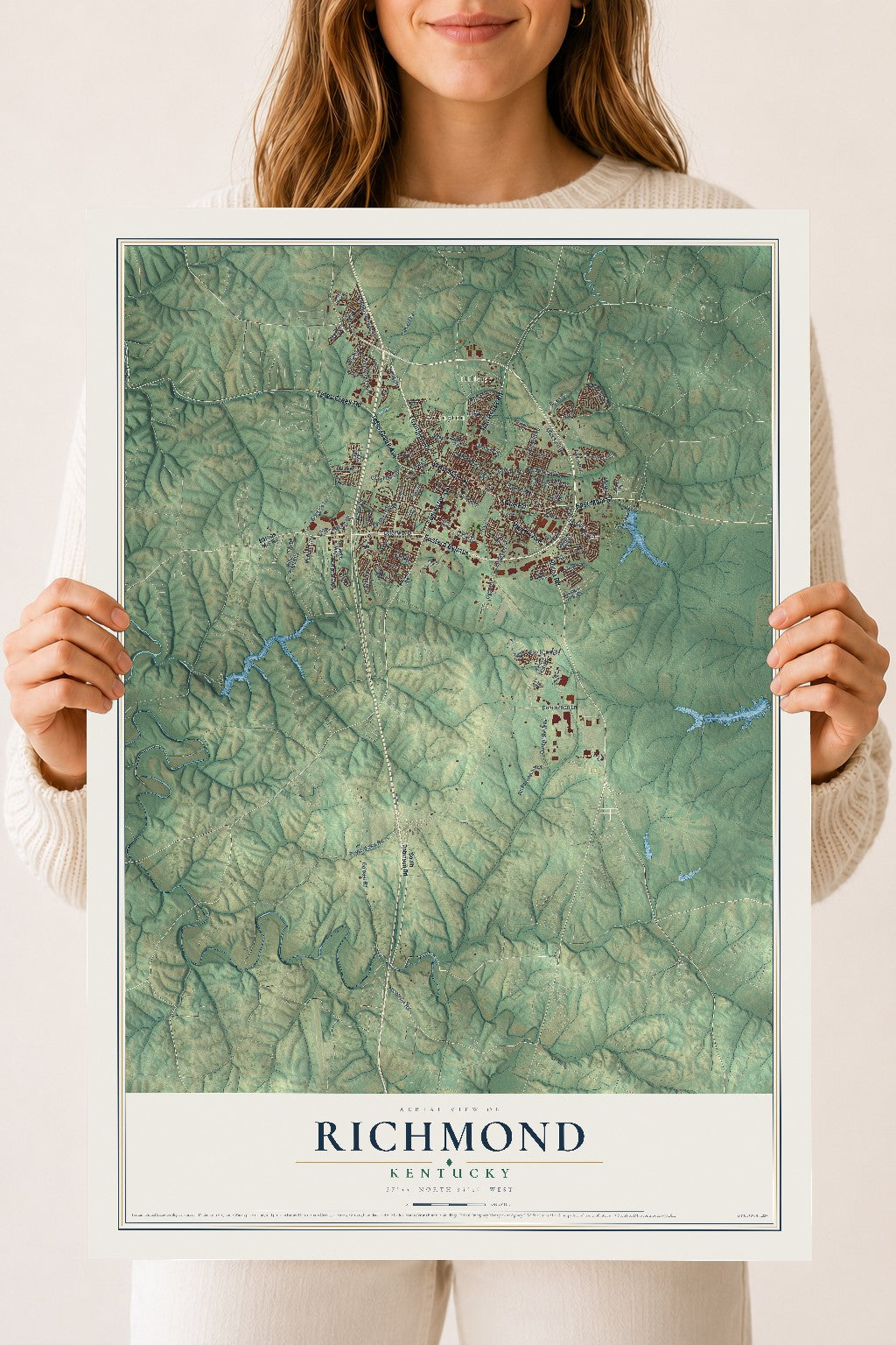 Map of Richmond, Kentucky, 18 x 24 inch unframed archival matte print