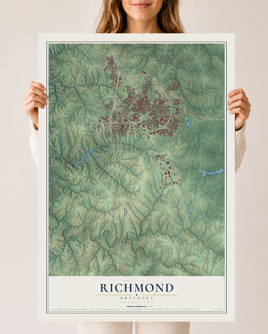 Map of Richmond, Kentucky, 24 x 36 inch unframed archival matte print