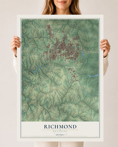 Map of Richmond, Kentucky, 24 x 36 inch unframed archival matte print