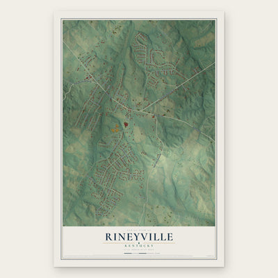 Rineyville, Kentucky map print, the full design