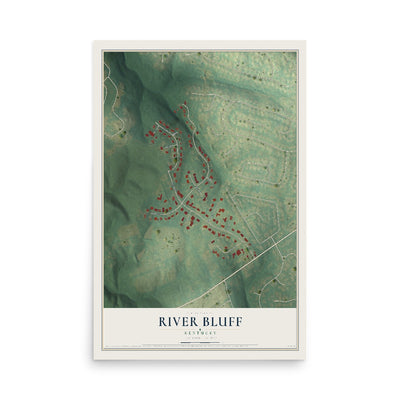 Map of River Bluff, Kentucky, 12 x 18 inch unframed archival matte print