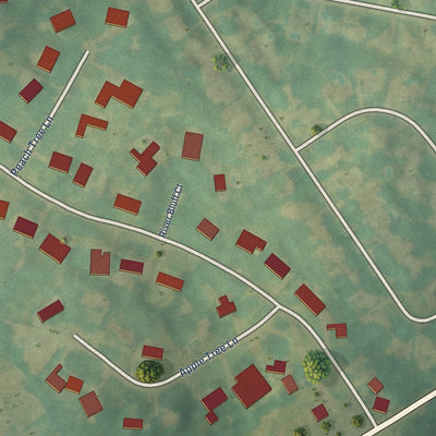 Close-up of the map of River Bluff, Kentucky print showing street and building detail