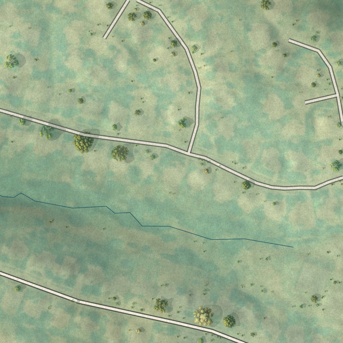 Second close-up of the map of River Bluff, Kentucky print showing more streets and buildings