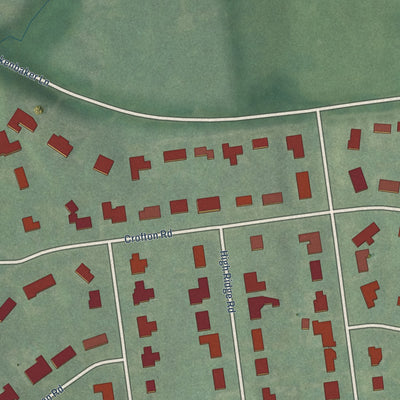 Close-up of the map of Riverwood, Kentucky print showing street and building detail