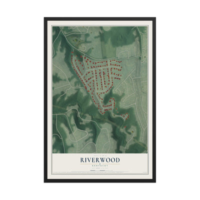 Map of Riverwood, Kentucky, 12 x 18 inch print in a black wood frame
