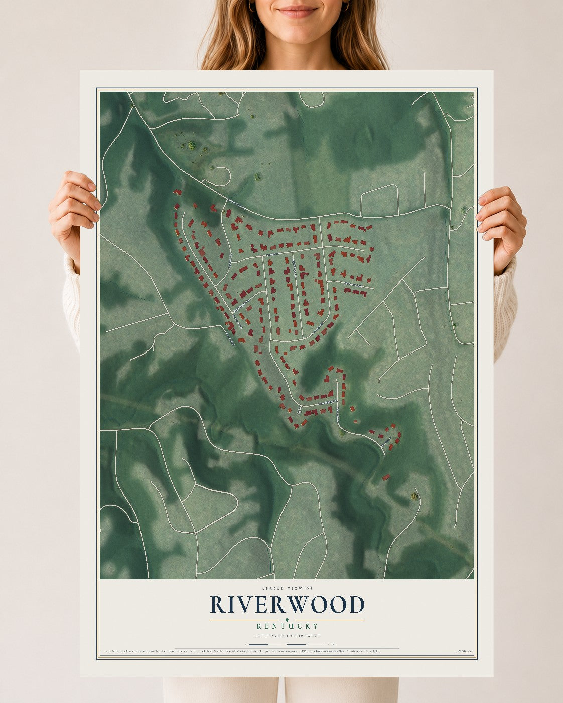 Map of Riverwood, Kentucky, 24 x 36 inch unframed archival matte print